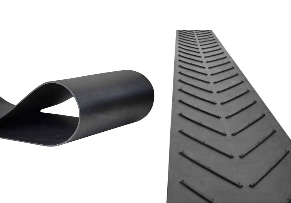 Correia transportadora lisa x correia com relevo